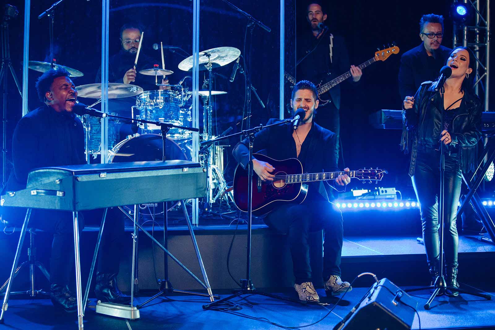 Houston wedding band The Drywater Band performing live in Avondale Entertainment studio